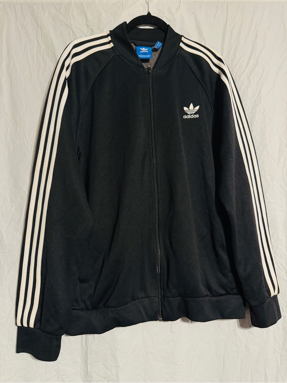 Adidas Originals Men’s XL Black White 3-Stripes Trefoil Full Zip Track Jacket